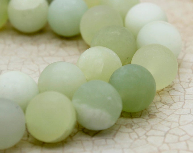 Natural Jade Beads, Matte New Jade Green Lime Round Loose Gemstone Beads (6mm 8mm 10mm 12mm) - PG147
