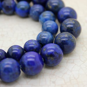 Lapis Lazuli (Dyed) Smooth Round Gemstone 8mm 10mm 12mm Beads (8&quot; strand - 2.5 mm hole) - 8RN03