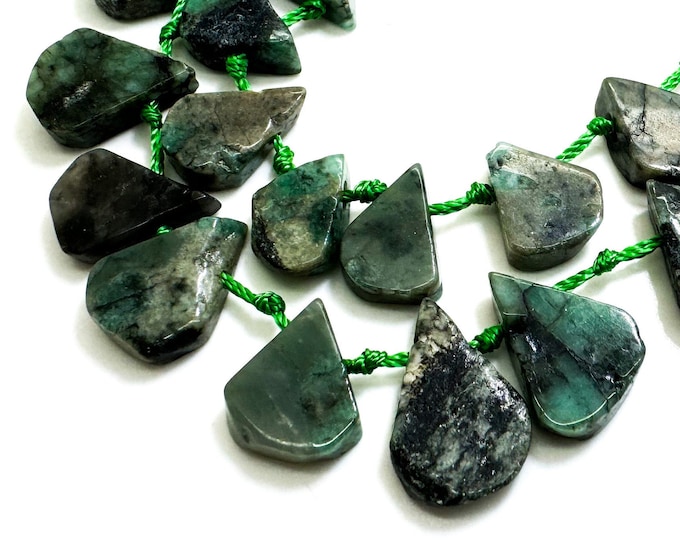 Natural Green Zoisite Teardrop Pear Rough Gemstone Beads - PGS172