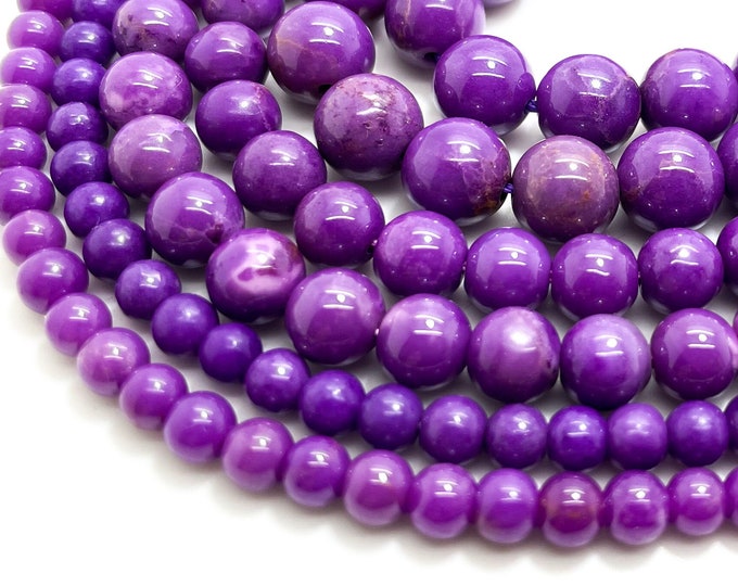 Grade AAA Natural Phosphosiderite Beads, Genuine Purple High Quality Phosphosiderite 4mm 6mm 8mm Gemstone Beads - RN64H