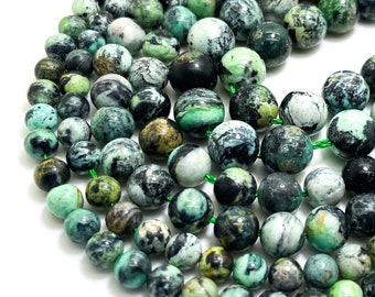 Natural Variscite Beads, AAA Green Variscite Polished Smooth Round (6mm 8mm 10mm) Gemstone Beads - RN139