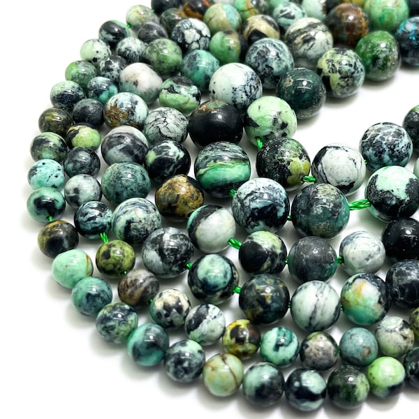 Natural Variscite Beads, AAA Green Variscite Polished Smooth Round (6mm 8mm 10mm) Gemstone Beads - RN139