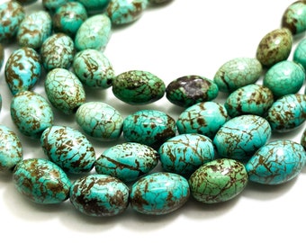 Green Stabilized Turquoise Smooth Polished Barrel (5mm x 8mm, 7mm x 10mm) Gemstone Beads - PGS259A