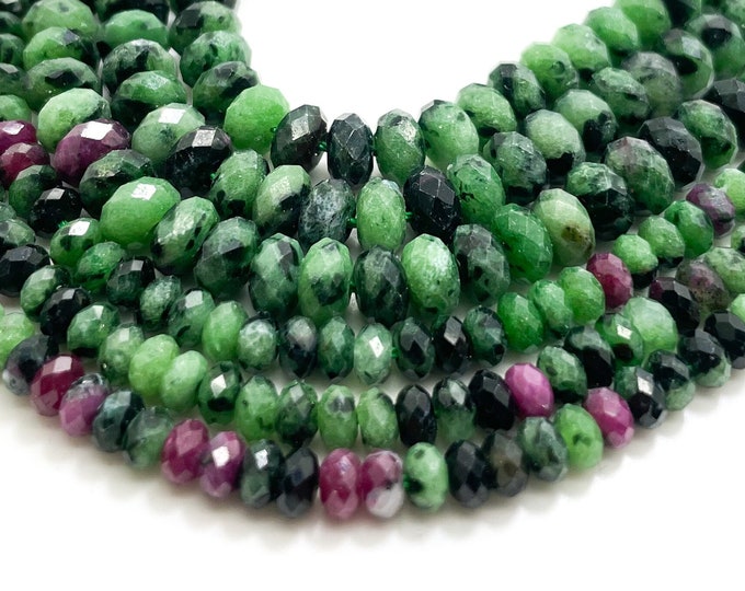 Ruby Zoisite Beads, Faceted Rondelle Natural Ruby Zoisite 3mm x 4mm 4mm x 6mm Gemstone Beads for jewelry Necklace Bracelet - RDF83