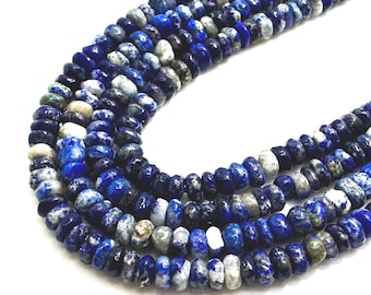 Natural Blue Sodalite Rondelle Beads: Smooth Polished Gemstone, 2mm x 4mm - RD39