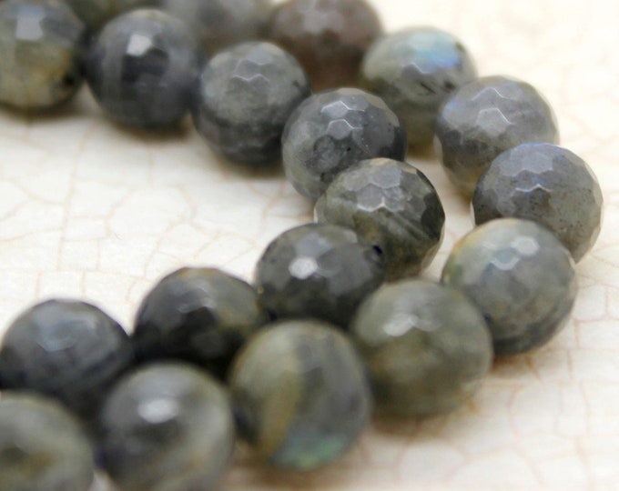 Natural Labradorite Beads, Faceted Labradorite Round Ball Sphere Gemstone Beads (4mm 6mm 8mm 10mm 12mm) - PG59