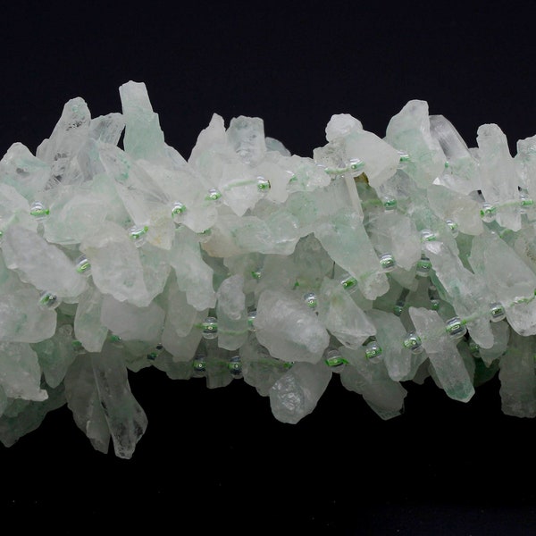 Prehnite Transparent Nugget Irregular Chips Rough Raw Teeth Natural Gemstone Bead Beads - PGS56