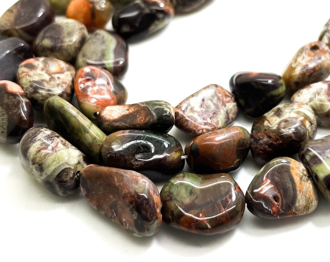 Dendritic Opal Beads, Natural Dendritic Opal Polished Smooth Nugget Pebble Gemstone Beads - PG320