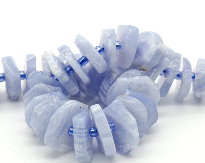 Blue Lace Agate, Natural Blue Lace Agate Raw Chips Nuggets Rough Cut Irregular Shape Loose Gemstone Beads