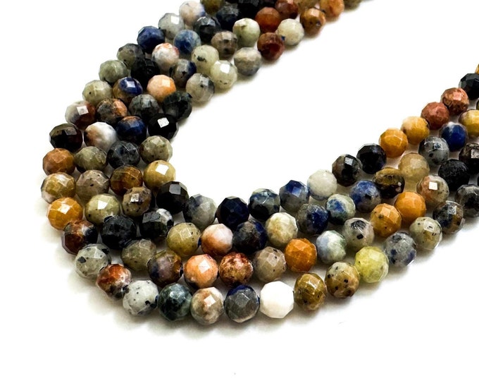 Natural Brown Pietersite Moonstone Faceted Round 4mm Gemstone Beads - RNF21