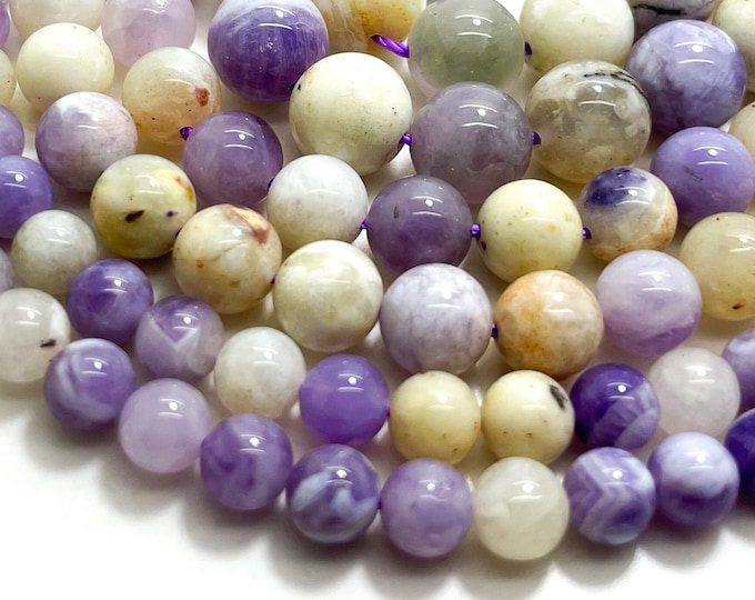 Mexican Morado Purple Opal Polished Smooth Round 6mm 8mm 10mm Natural Gemstone Beads - RN174