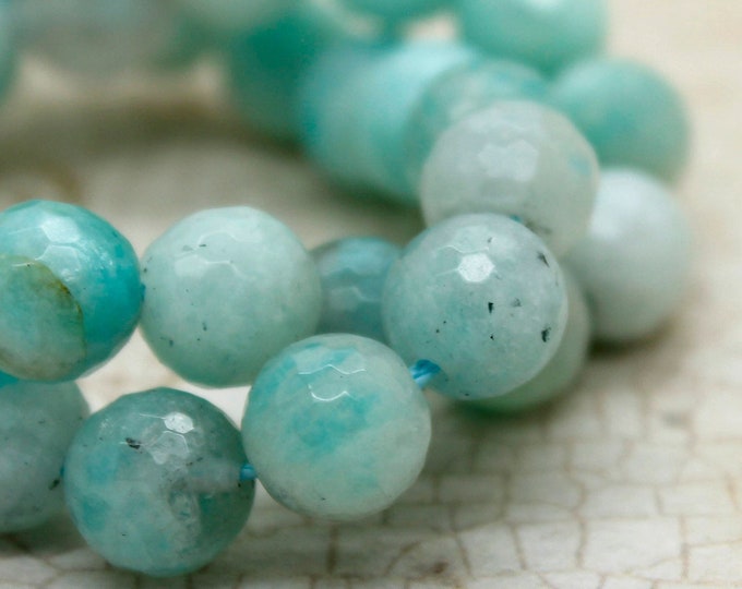 Natural Amazonite Beads, Polisehd Amazonite Faceted Round Gemstone Beads (6mm 8mm 10mm) - PG308