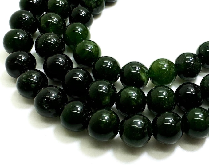 Green Jade Smooth Polished Round 8mm Gemstone Jewelry Making Beads - RN198D