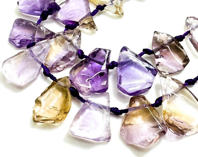 Natural Purple Ametrine Teardrop Pear Polished Gemstone Beads - PGS172