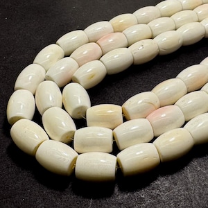 AA Queen Conch Shell, Natural Queen Conch White Light Pink Shell Barrel Cylinder Tube Smooth Gemstone Beads - QC-1