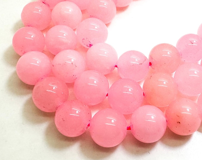 Pink Agate Smooth Polished Round 10mm Gemstone Jewelry Making Beads - RN197B