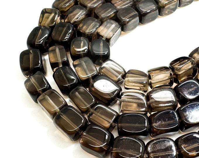 Smoky Quartz Transparent Cube Beads Natural Stone Gemstone Beads - PGS47