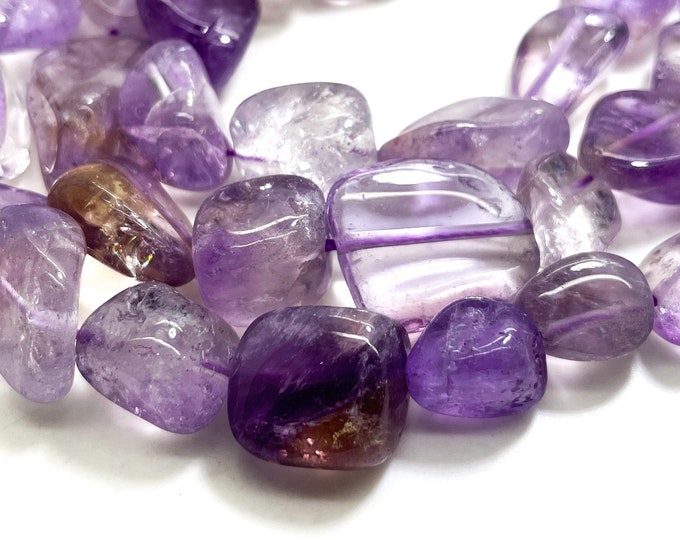 Lavender Amethyst Beads, Natural Amethyst Polished Nugget Pebble Gemstone Beads - PG320