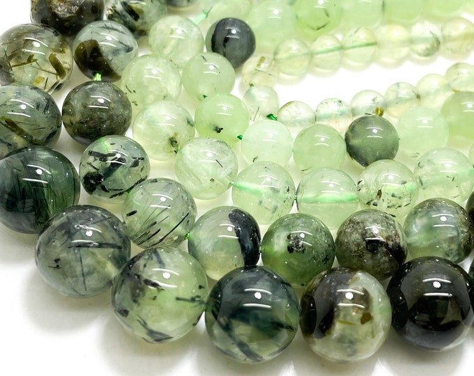 Prehnite Gemstone Beads, Polished Smooth Round Natural Prehnite Gemstone Beads (4mm 6mm 8mm 10mm 12mm) - PG164