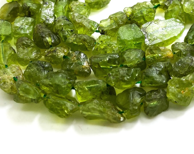 Natural Peridot Beads, Green Peridot Rough Nugget Pebble Chunks Gemstone Beads - PG61C