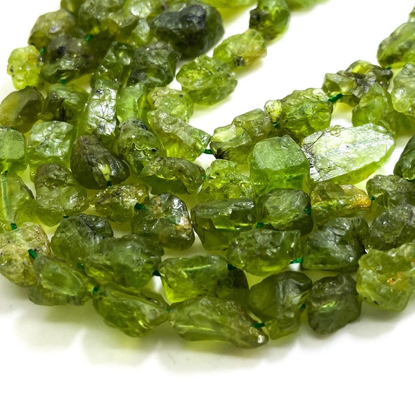 Natural Peridot Beads, Green Peridot Rough Nugget Pebble Chunks Gemstone Beads - PG61C