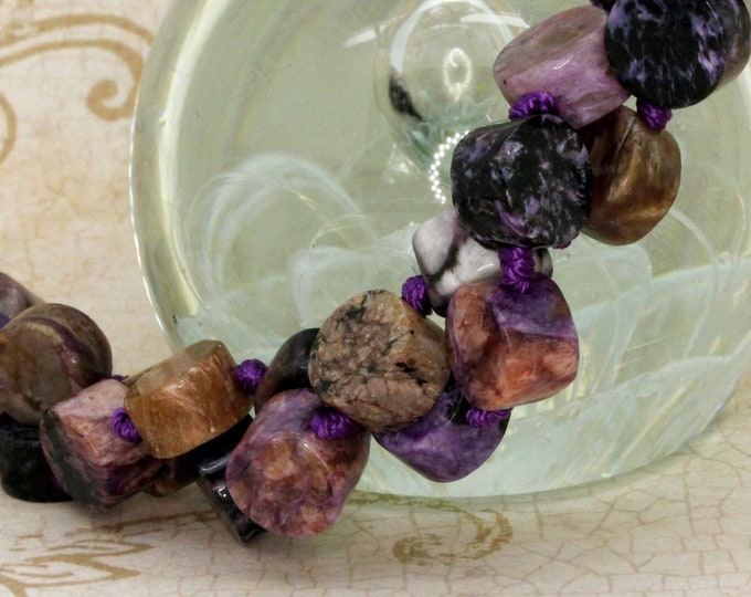 Natural Charoite Beads, Cylinder Round Tube Smooth Polished Charoite Gemstone Beads - PGS26