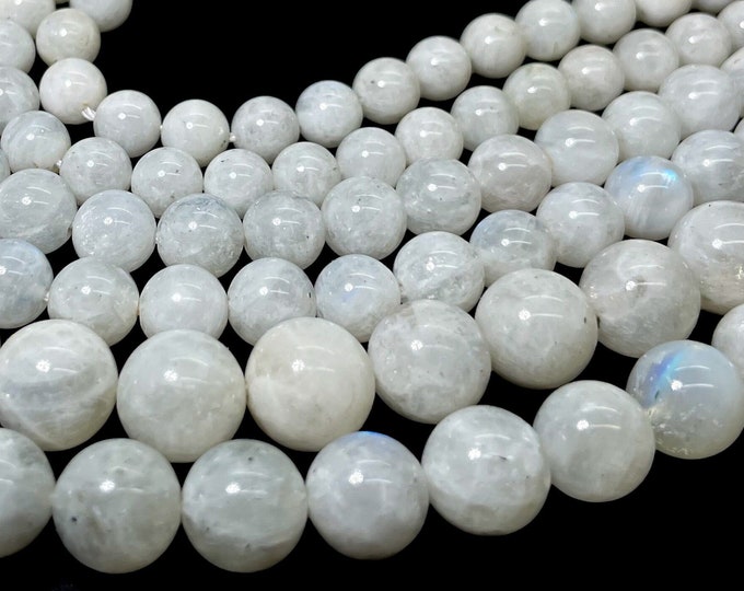 Natural Moonstone , High Quality AAA Moonstone Smooth Polished Round Sphere Gemstone Beads - PG02