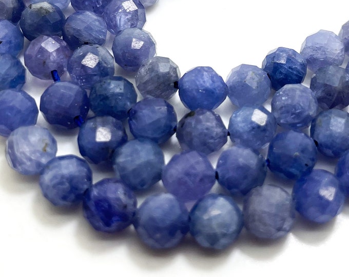 Natural Tanzanite Beads, AAA High Quality Rare Tanzanite Faceted Sphere Ball Round Natural Gemstone Beads - 6mm 8mm - RNF81