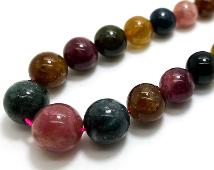 AAA Grade Rainbow Tourmaline, High Quality Natural Rainbow Tourmaline Smooth Round Sphere Assorted Size Gemstone Beads - PGS356