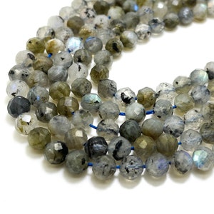 Natural Labradorite Beads, Faceted Round 6mm Labradorite Gemstone Beads Rock Stone - RNF113