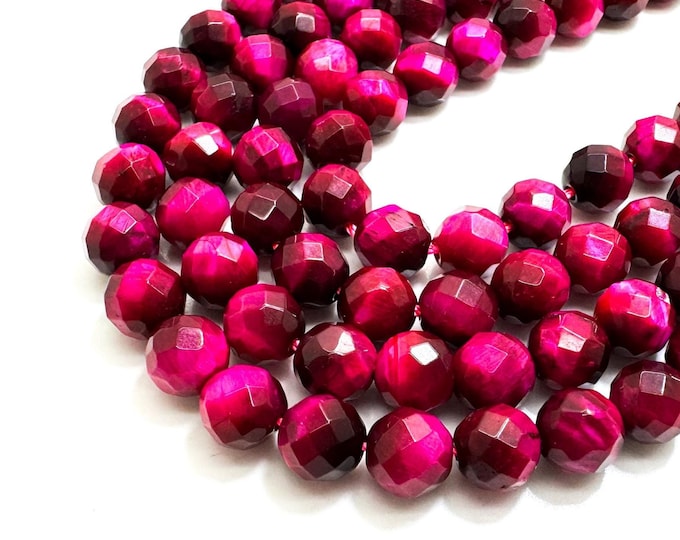 Pink Tiger Eye Faceted Round Gemstone Beads 4mm 6mm 8mm 10mm - RNF18