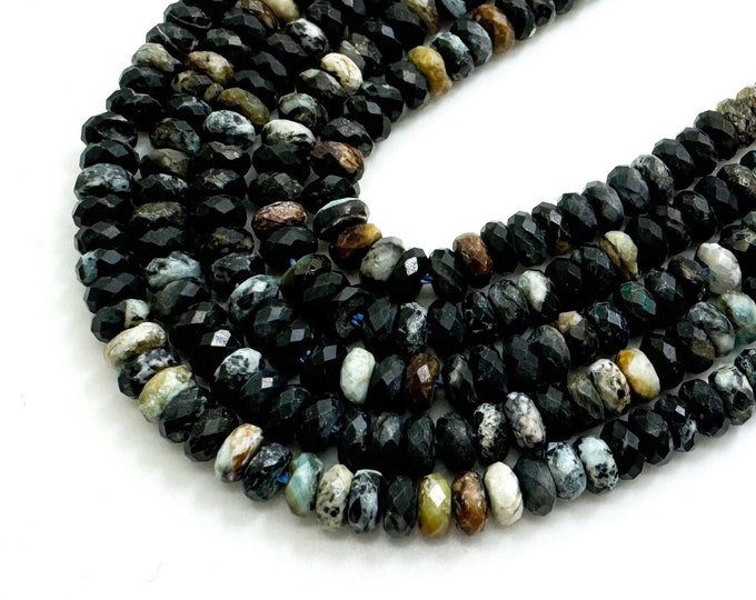 Natural African Turquoise Faceted Rondelle 2mm x 4mm Gemstone Beads - RDF111