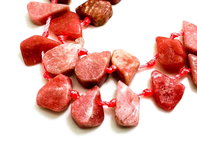 Natural Pink Rhodochrosite Teardrop Pear Rough Gemstone Beads - PGS172