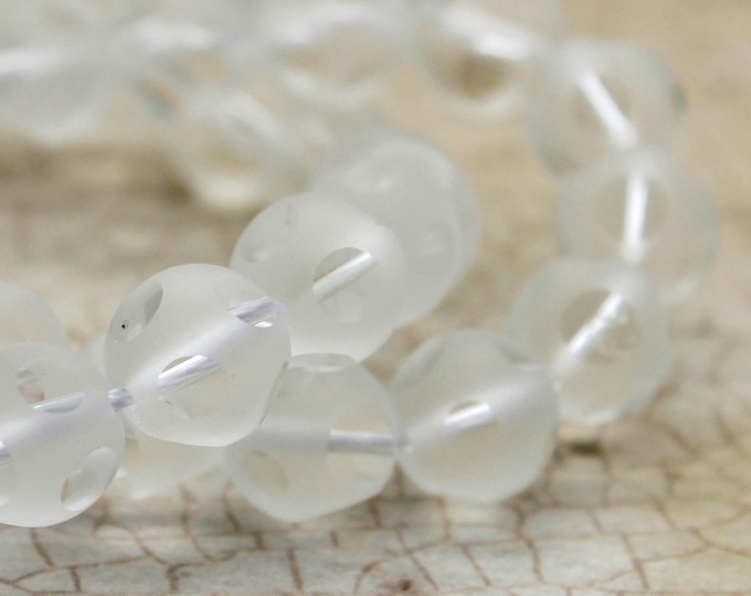 Quartz Beads, Natural Clear Matte Quartz Round Faceted Loose Gemstone Beads (4mm 6mm 8mm 10mm) - RNF01