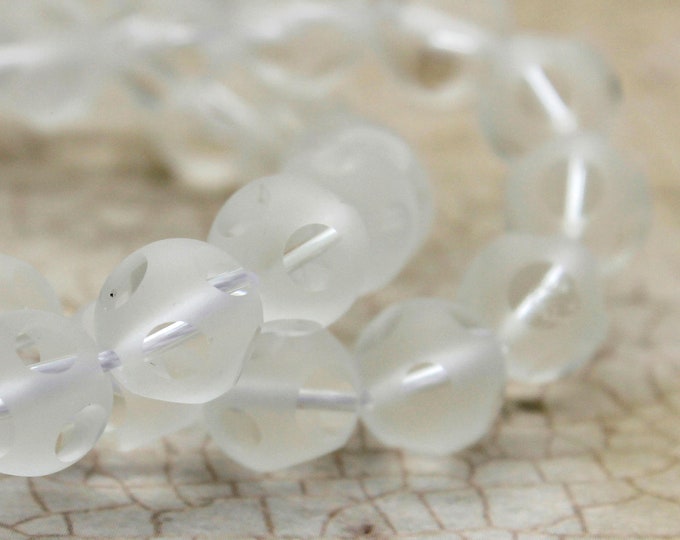 Quartz Beads, Natural Clear Matte Quartz Round Faceted Loose Gemstone Beads (4mm 6mm 8mm 10mm) - RNF01