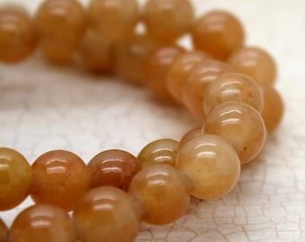 Orange Carnelian Agate Smooth Round Gemstone 8mm 10mm Beads (8" strand - 2.5 mm hole) - 8RN24