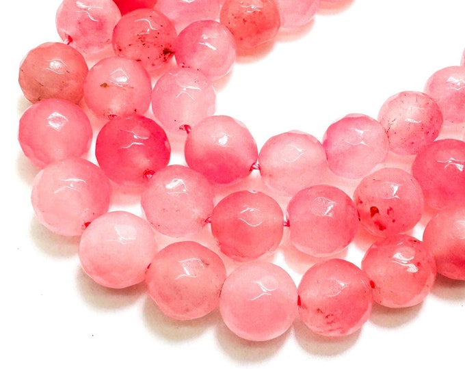 Light Pink Agate Faceted Round 10mm Gemstone Jewelry Making Beads - RNF131C