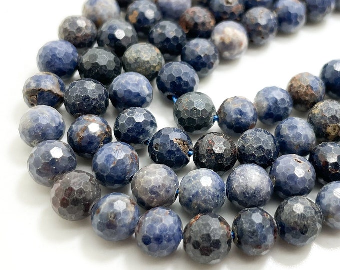 Blue Sapphire Beads, Genuine AAA Natural Sapphire Faceted Round 6mm 7mm Gemstone Beads - RNF33B