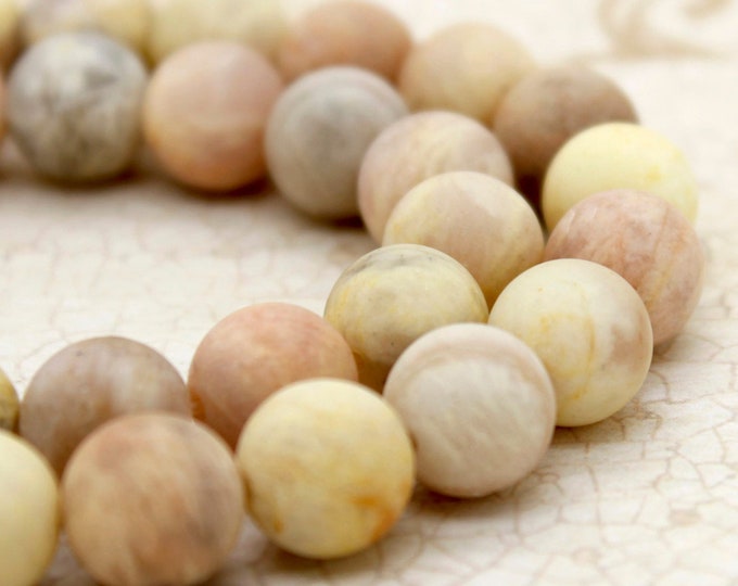 Moonstone, Matte Orange Moonstone Round Loose Gemstone Beads (6mm 8mm 10mm) - PG130