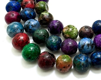 Multi Color Rainbow Jasper Smooth Polished Round 8mm Gemstone Jewelry Making Beads - RN198A1