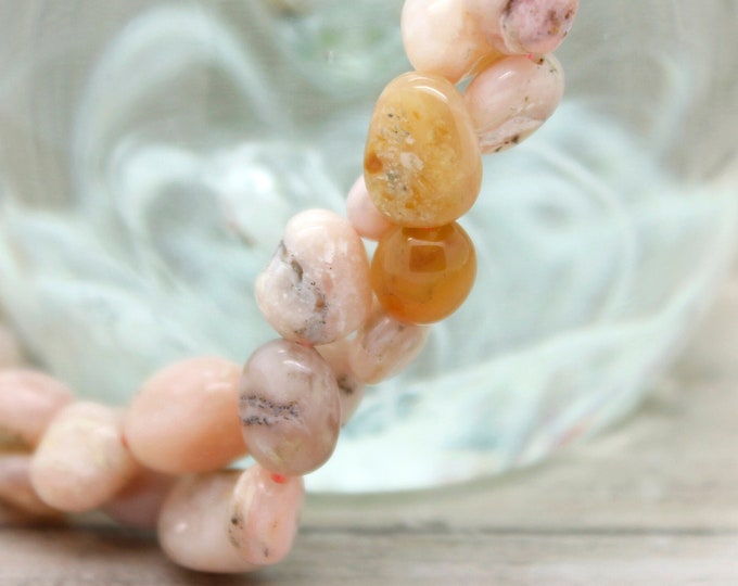 Pink Opal Beads, Natural Pink Opal Gemstone Polished Nugget Chips Gemstone Beads Bead PG228