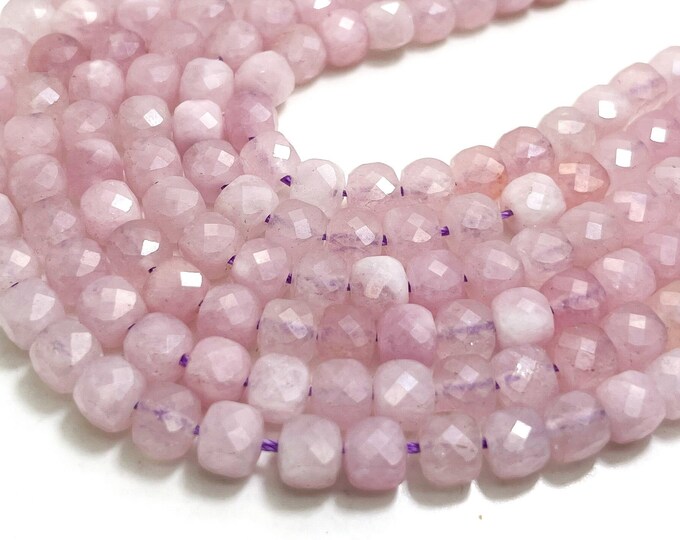 Purple Kunzite Beads, Natural Purple Kunzite Square Cube Faceted Size 6mm Gemstone Beads - PGS262