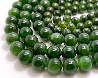 Natürliche Kanada Candian Jade Grün Nephrit Jade Glatte Poliert Runde 6mm 8mm Edelstein Perlen - RN153