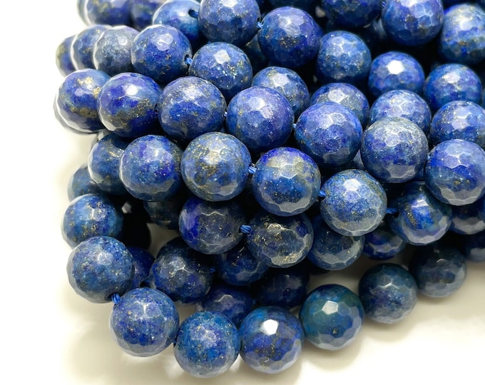 Natural Lapis Gemstone Beads, Lapis Lazuli Faceted Round Natural Loose Gemstone Beads - (6mm 8mm 10mm) - RNF107