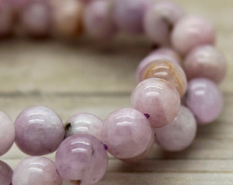 Natural Kunzite Loose Gemstone Beads Round Sphere Ball Beads (5mm 6mm 8mm 10mm 12mm 14mm)