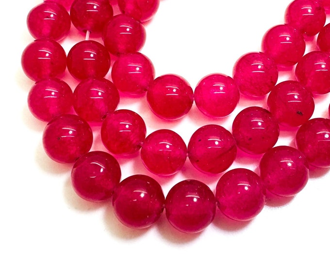 Red Jade Smooth Polished Round 8mm Gemstone Jewelry Making Beads - RN198G