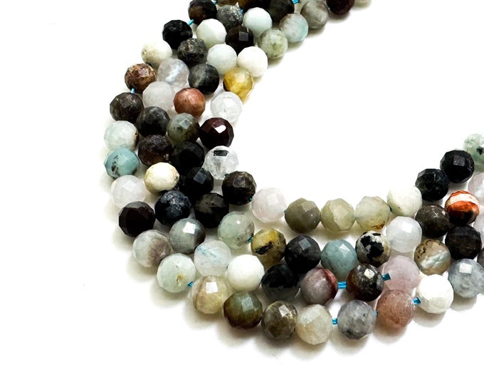 Natural Multi Color Amazonite Faceted Round 4mm Gemstone Beads - RNF21