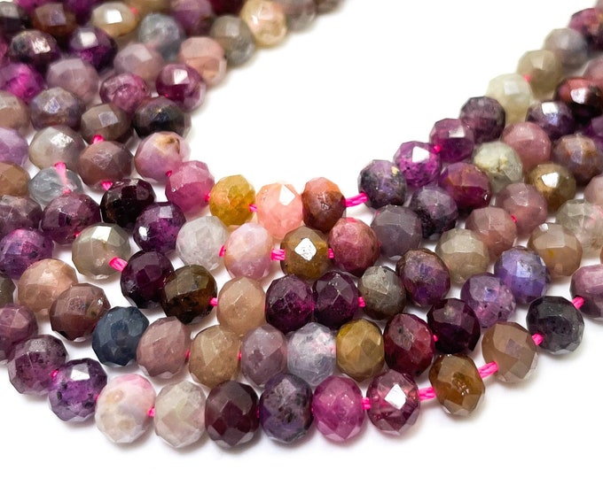 Natural AAA Geunine Red Ruby Faceted Rondelle (2mm x 3mm, 4mm x 6mm) Gemstone Beads - RDF114