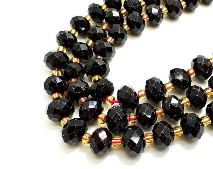 Natural Red Garnet Faceted Rondelle 5mm x 8mm Gemstone Beads - PGS321