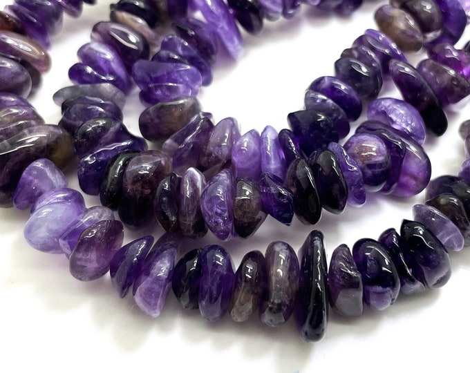 Natural Amethyst Stone, Purple Amethyst Flat Chips Nugget Assorted Size Gemstone Beads - PG80